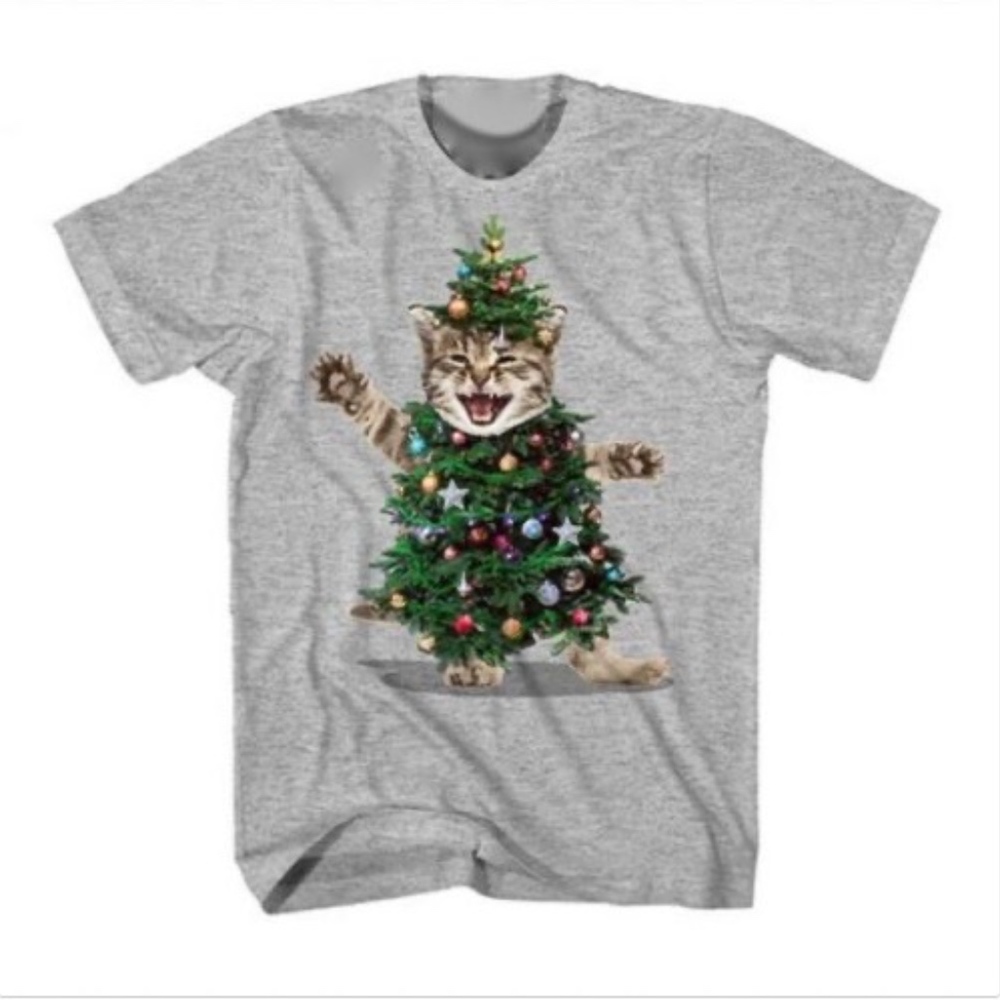 Christmas Men's Graphic T Shirt Cat Tree Party